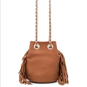 Rebecca Minkoff Fringe Bruni Bucket Bag in Almond